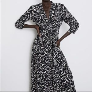 Black and white Zara midi dress
